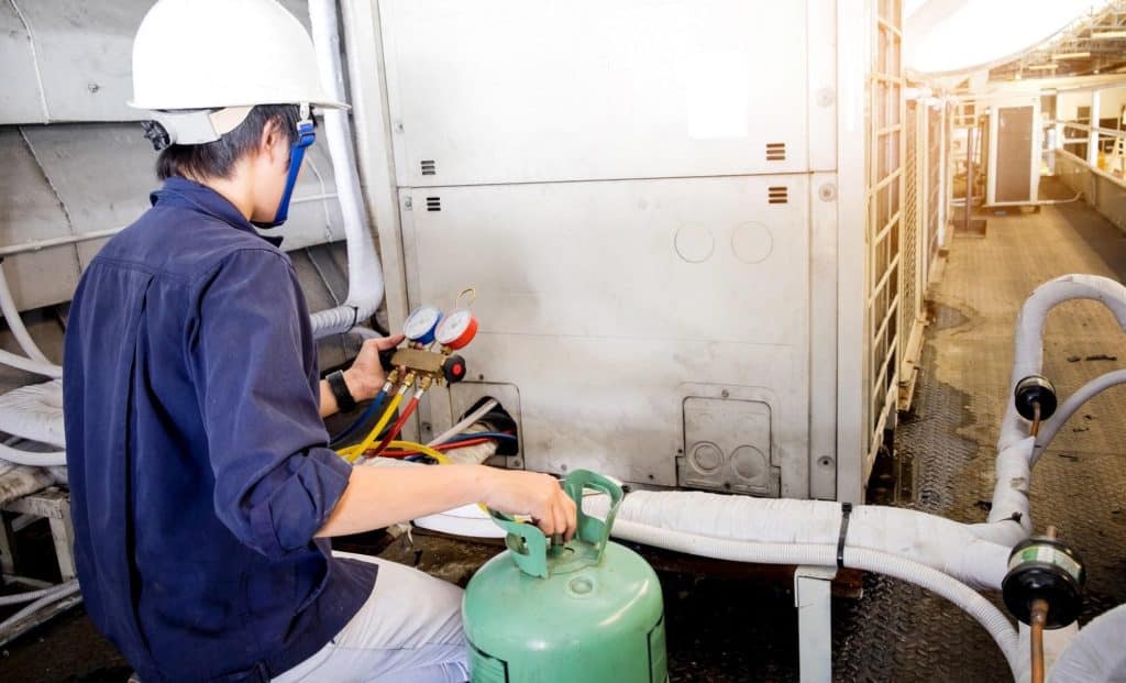 engineer conducting a commercial boiler service