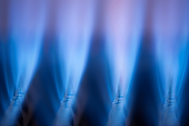 the blue flame of a gas appliance burning